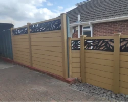 Mal and Lenny installed this resin fence with a difficult bend