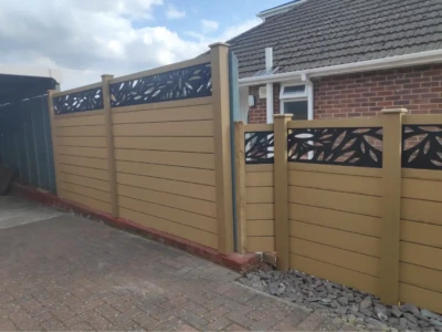 Mal and Lenny installed this resin fence with a difficult bend