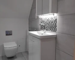 Mal's finished sink cabinet and concealed toilet system in his new ensuite